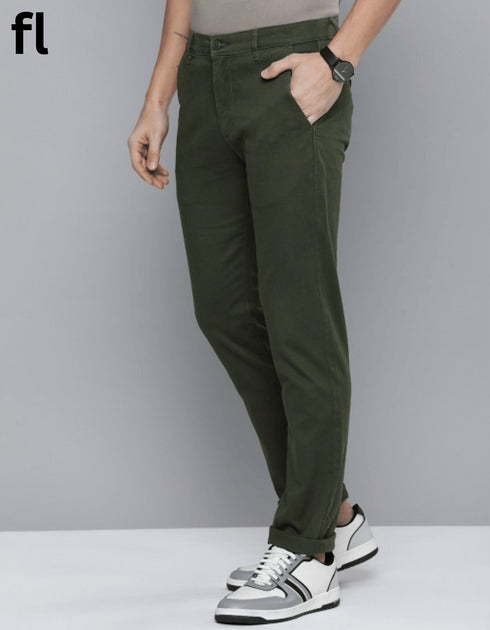 Olive Green Cotton Imported Stuff Pant Smart Fit
